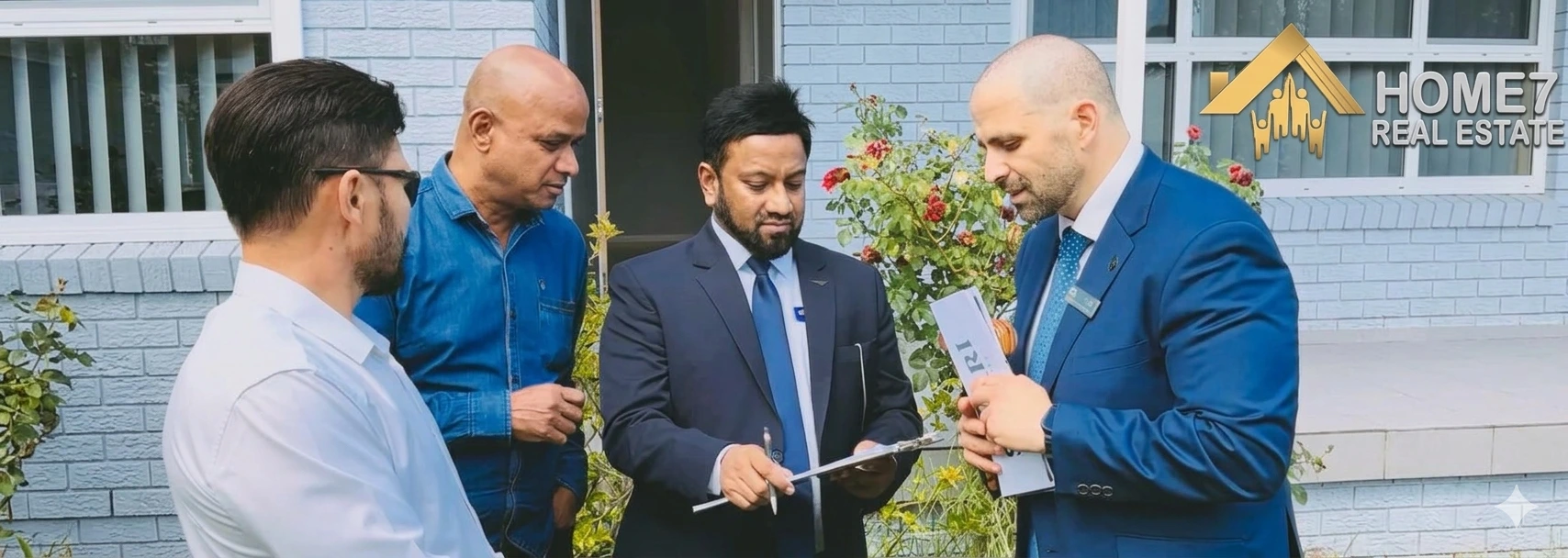 Real estate agent discussing property options with a couple inside a modern house in Liverpool NSW.webp