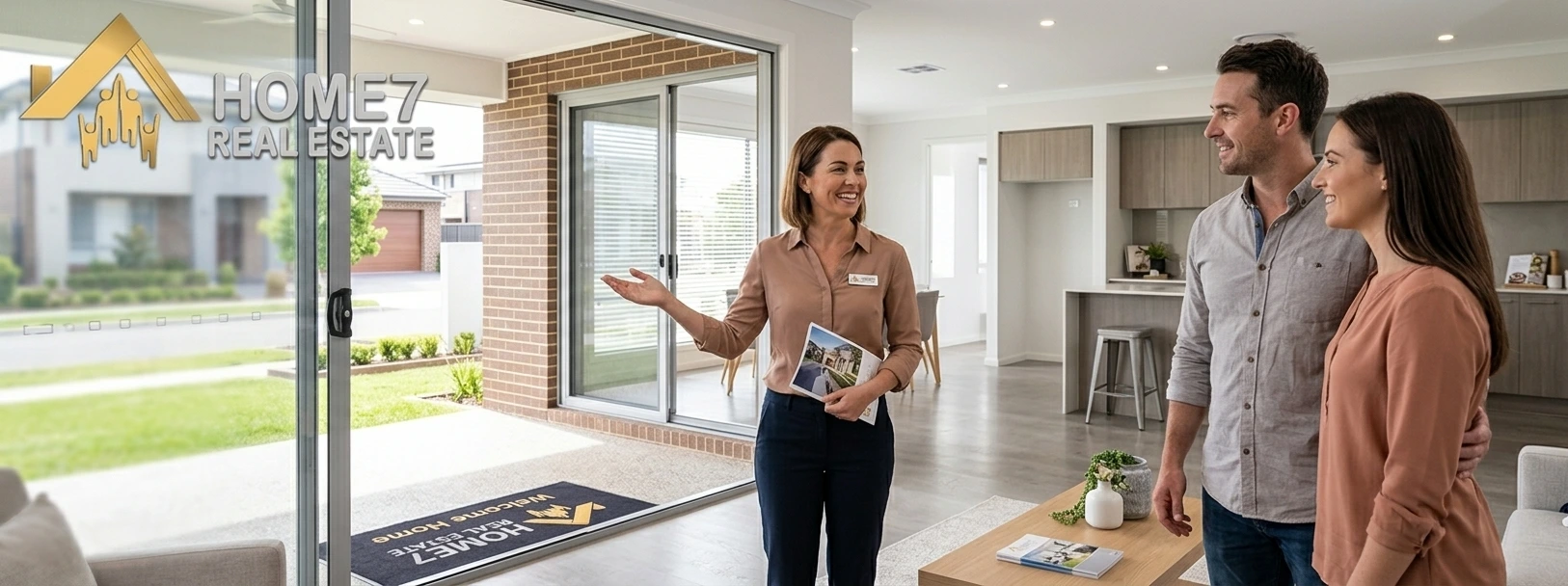 Real estate agent showing a house to buyers during a property inspection in Liverpool NSW.webp